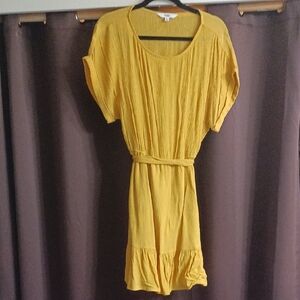 BB Dakota Yellow Pleated Dolman Sleeve Sundress